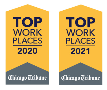 Chicago Tribune Top Places to Work 2020 and 2021 banner
