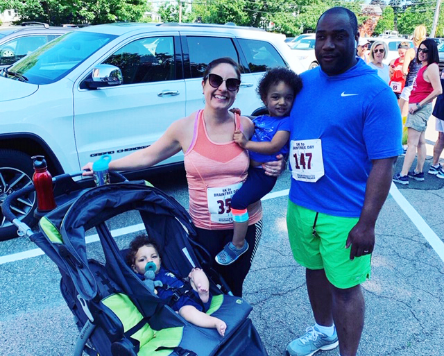 Stephanie at a race event with her family