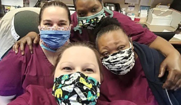 Healthcare workers wearing masks