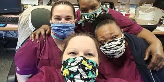 Healthcare workers wearing masks